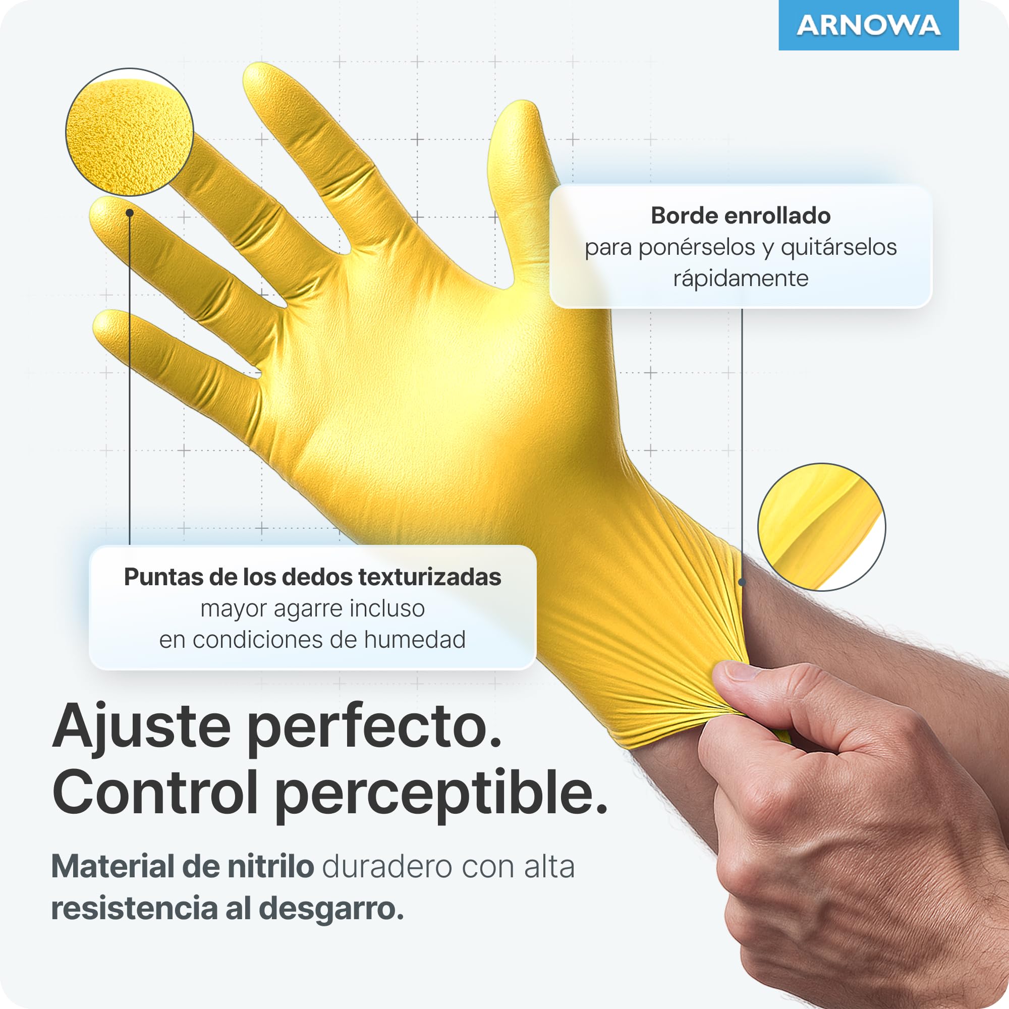 100x ARNOMED® Guantes nitrilo talla M Negro, Guantes desechables quirurgicos y laboratorio, Luvas nitrilo descartaveis sin polvo y látex, Manoplas nitrilo en XS, S, M, L, XL, XXL