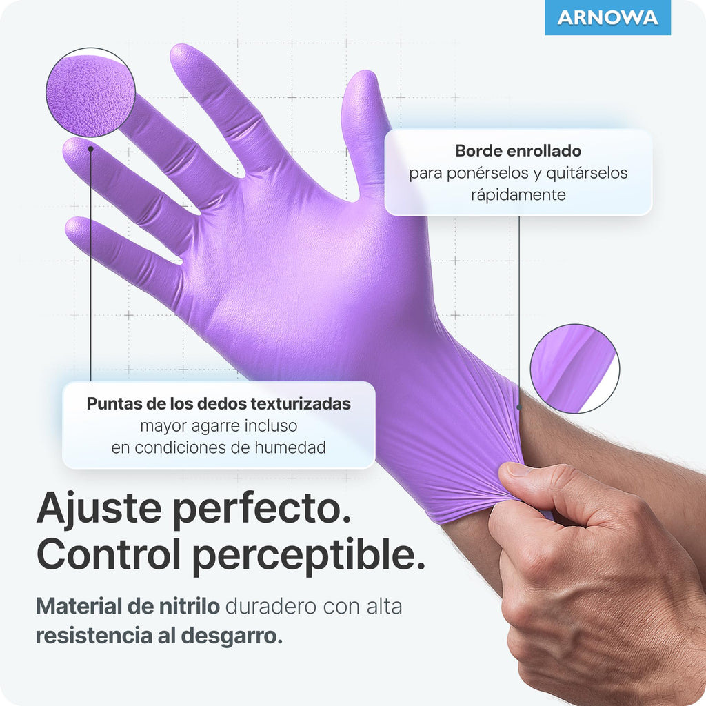 100x ARNOMED® Guantes nitrilo talla M Negro, Guantes desechables quirurgicos y laboratorio, Luvas nitrilo descartaveis sin polvo y látex, Manoplas nitrilo en XS, S, M, L, XL, XXL