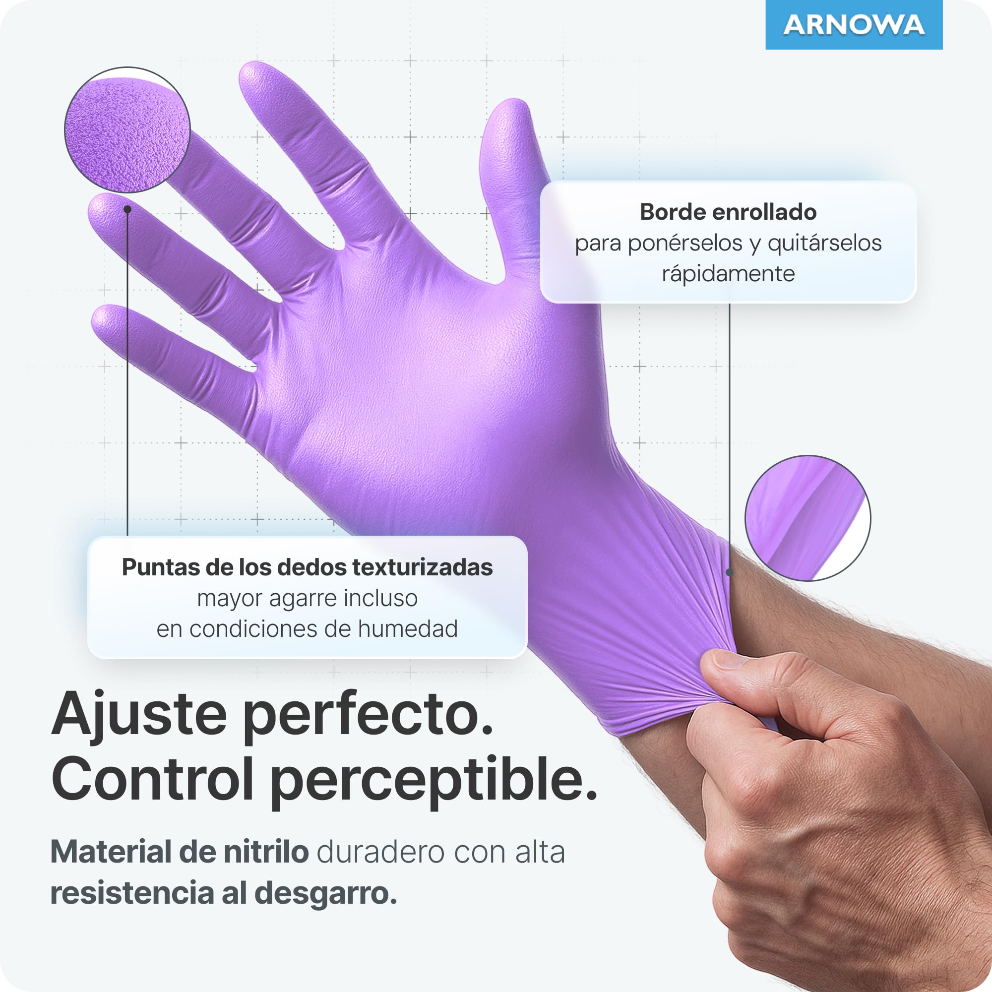 100x ARNOMED® Guantes nitrilo talla M Negro, Guantes desechables quirurgicos y laboratorio, Luvas nitrilo descartaveis sin polvo y látex, Manoplas nitrilo en XS, S, M, L, XL, XXL