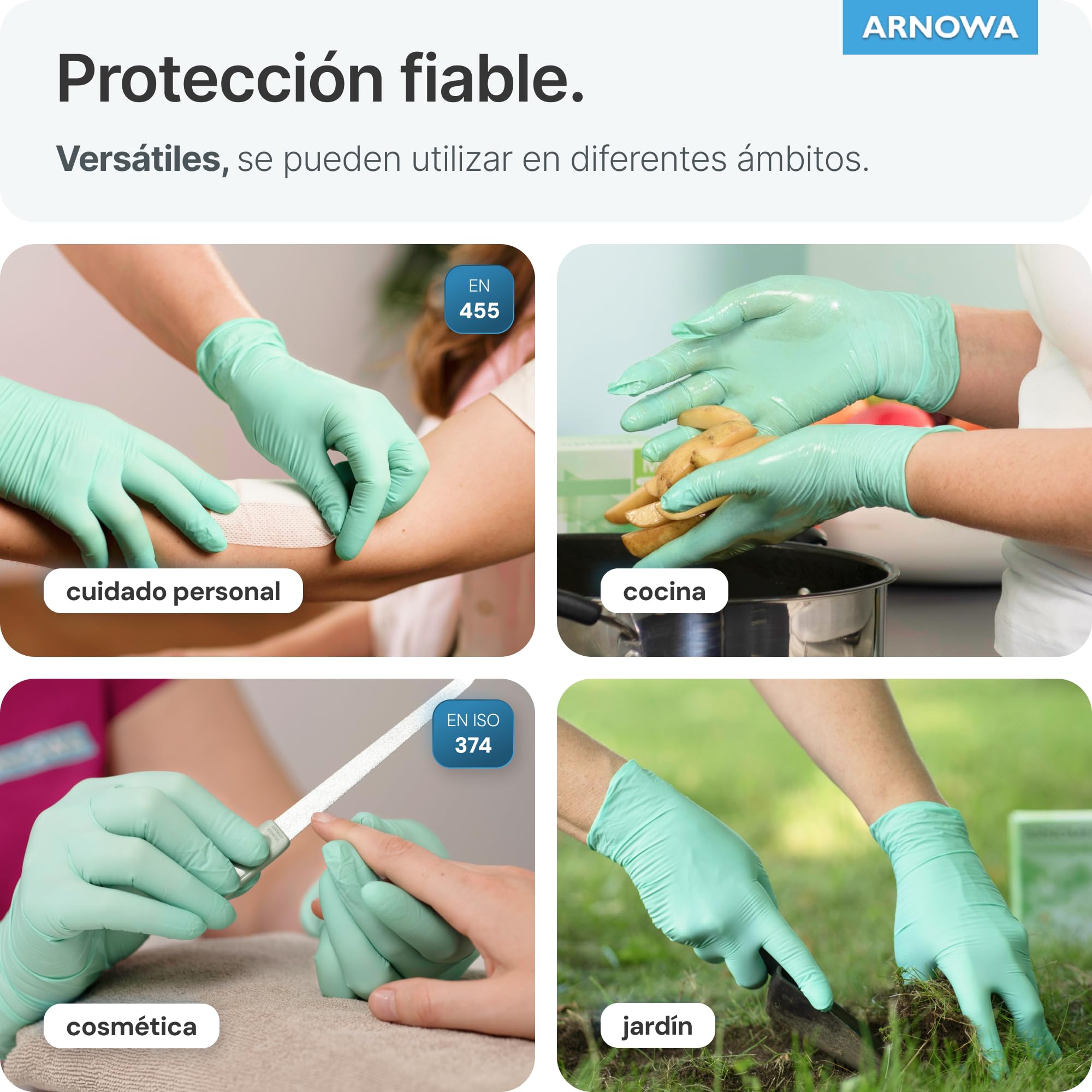 100x ARNOMED® Guantes nitrilo talla M Negro, Guantes desechables quirurgicos y laboratorio, Luvas nitrilo descartaveis sin polvo y látex, Manoplas nitrilo en XS, S, M, L, XL, XXL