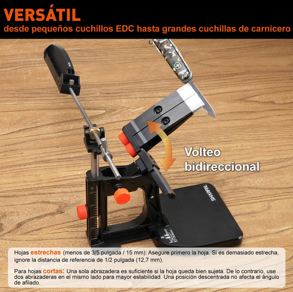 SHARPAL 202H Sistema de afilado de precisión, ángulo ajustable 10-35° | Kit de afilado, 7 placas abrasivas: diamante 220/325/600/1000, piedra 3000/6000, asentador de cuero, estuche para regalo