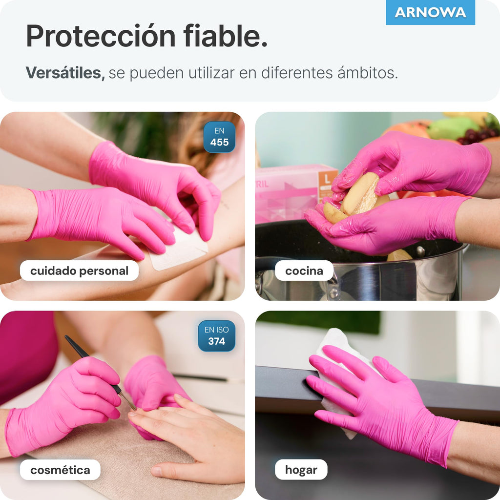 100x ARNOMED® Guantes nitrilo talla M Negro, Guantes desechables quirurgicos y laboratorio, Luvas nitrilo descartaveis sin polvo y látex, Manoplas nitrilo en XS, S, M, L, XL, XXL