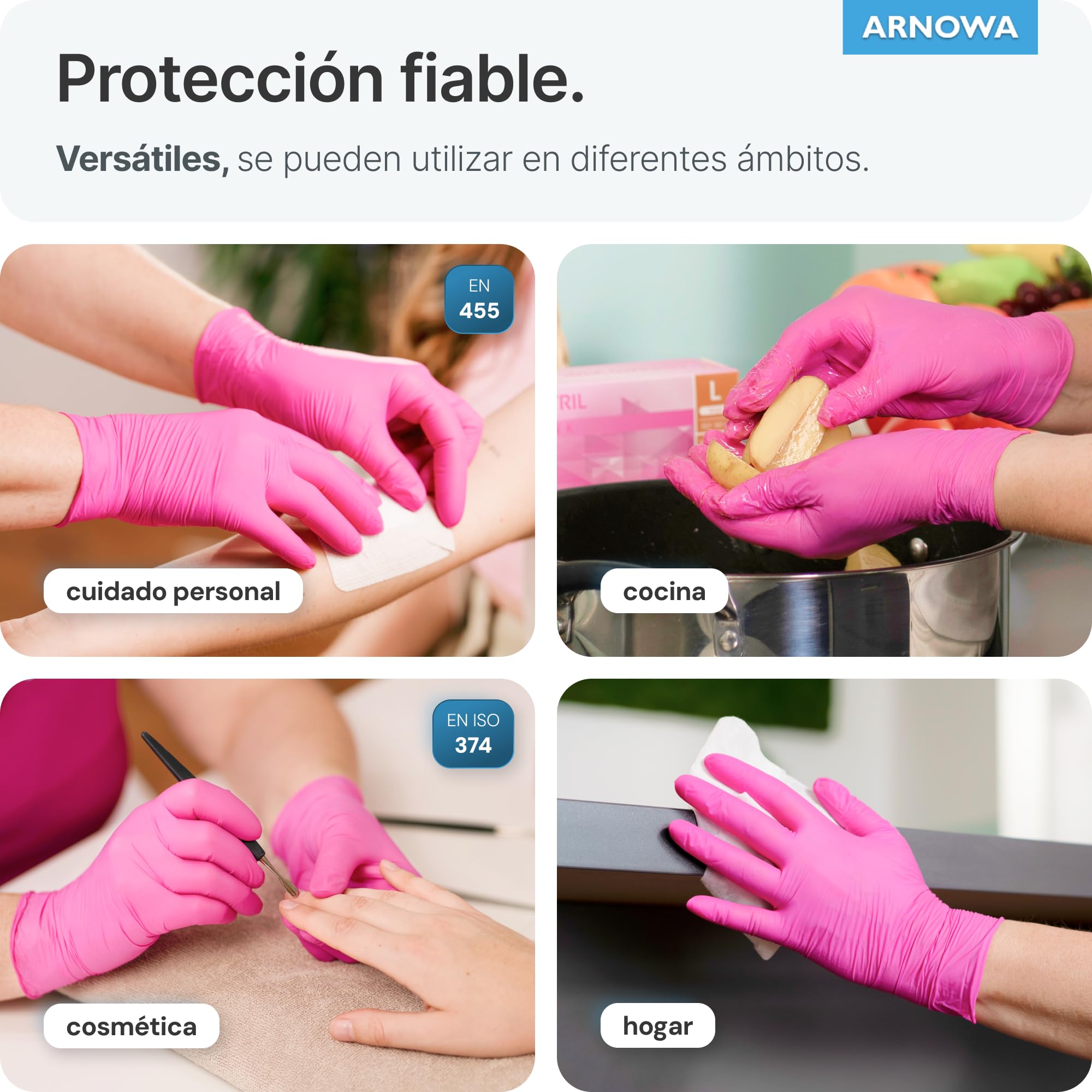100x ARNOMED® Guantes nitrilo talla M Negro, Guantes desechables quirurgicos y laboratorio, Luvas nitrilo descartaveis sin polvo y látex, Manoplas nitrilo en XS, S, M, L, XL, XXL