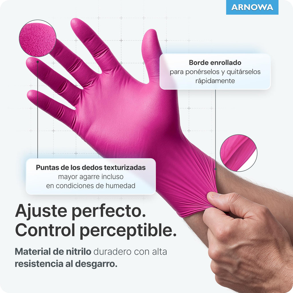 100x ARNOMED® Guantes nitrilo talla M Negro, Guantes desechables quirurgicos y laboratorio, Luvas nitrilo descartaveis sin polvo y látex, Manoplas nitrilo en XS, S, M, L, XL, XXL
