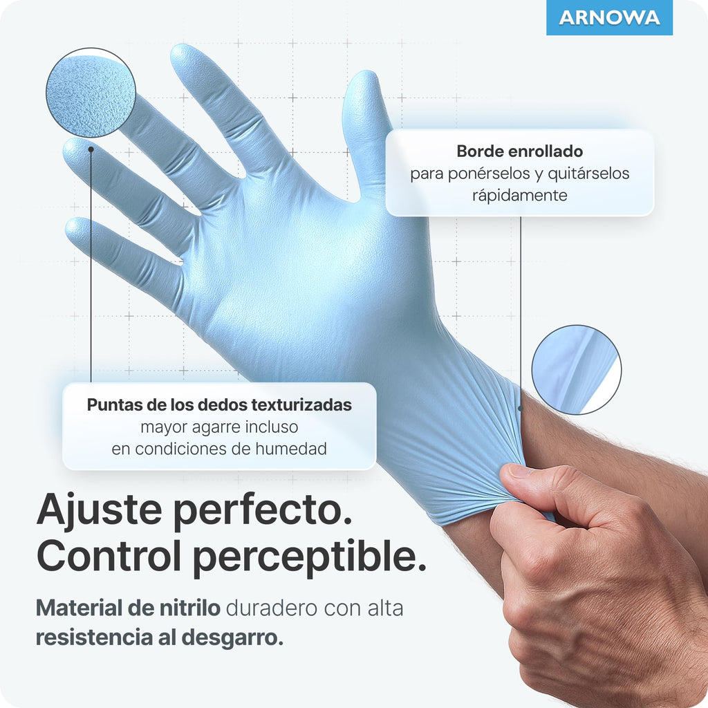 100x ARNOMED® Guantes nitrilo talla M Negro, Guantes desechables quirurgicos y laboratorio, Luvas nitrilo descartaveis sin polvo y látex, Manoplas nitrilo en XS, S, M, L, XL, XXL