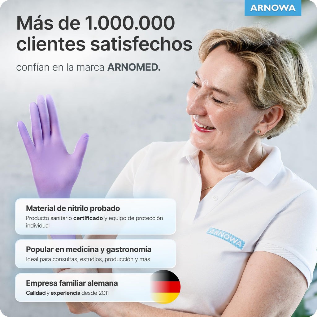 100x ARNOMED® Guantes nitrilo talla M Negro, Guantes desechables quirurgicos y laboratorio, Luvas nitrilo descartaveis sin polvo y látex, Manoplas nitrilo en XS, S, M, L, XL, XXL