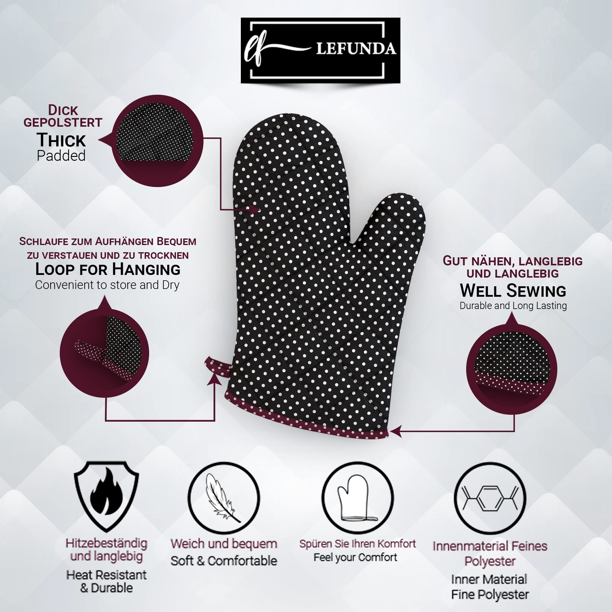LEFUNDA® Delantal de Cocina Impermeable con 3 Bolsillos Ajustable, Delantal de Barbacoa con Correas Largas, Delantal de Cocina para Hombres y Mujeres, Cocinar, Restaurante, Café, Hornear (Negro)