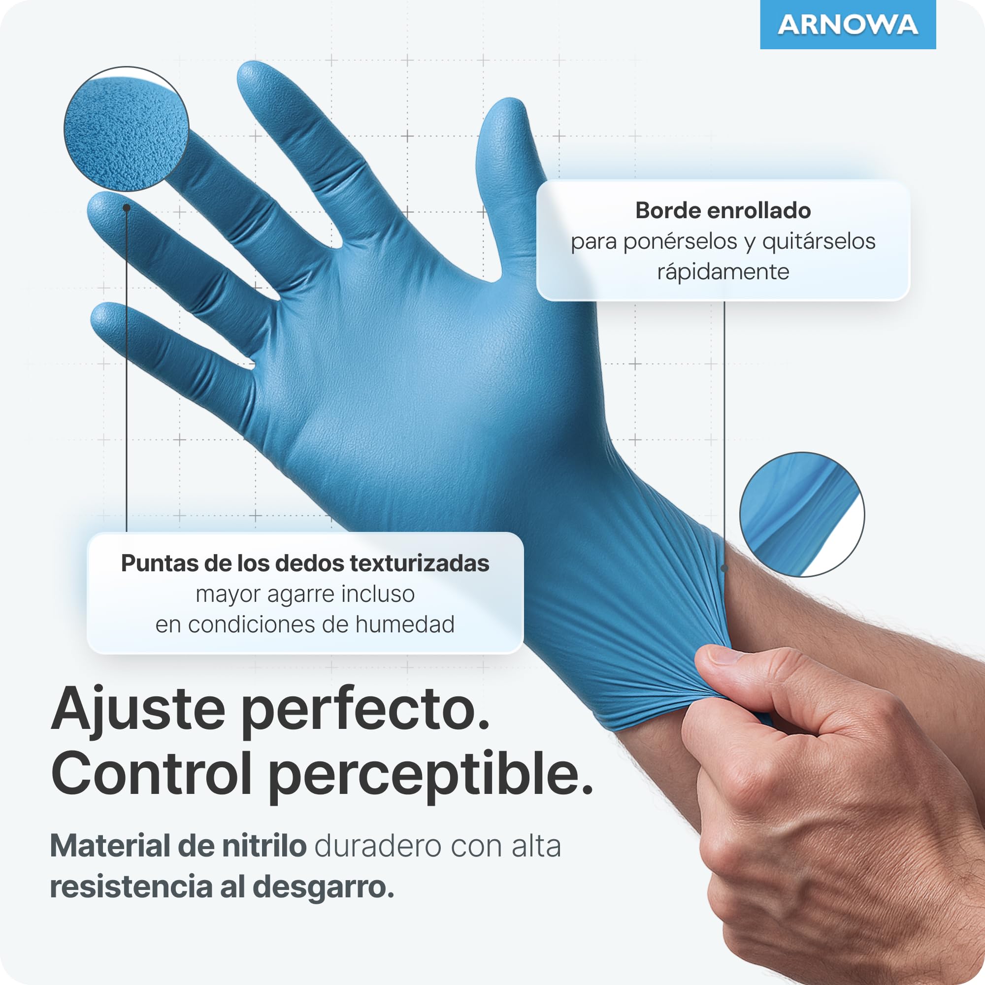 100x ARNOMED® Guantes nitrilo talla M Negro, Guantes desechables quirurgicos y laboratorio, Luvas nitrilo descartaveis sin polvo y látex, Manoplas nitrilo en XS, S, M, L, XL, XXL