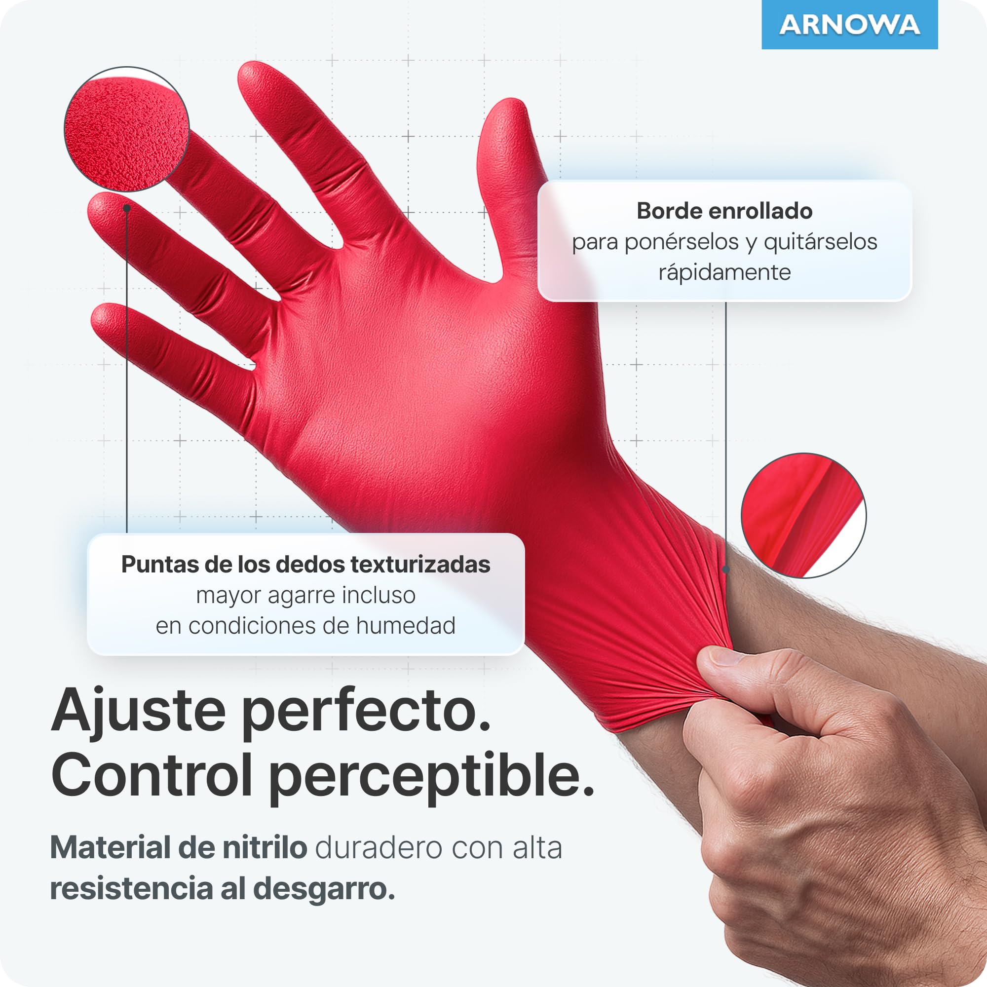 100x ARNOMED® Guantes nitrilo talla M Negro, Guantes desechables quirurgicos y laboratorio, Luvas nitrilo descartaveis sin polvo y látex, Manoplas nitrilo en XS, S, M, L, XL, XXL