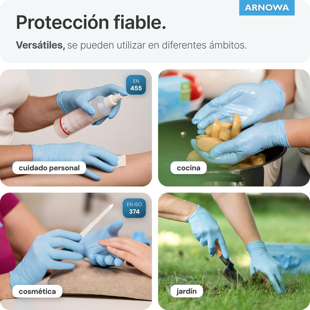 100x ARNOMED® Guantes nitrilo talla M Negro, Guantes desechables quirurgicos y laboratorio, Luvas nitrilo descartaveis sin polvo y látex, Manoplas nitrilo en XS, S, M, L, XL, XXL
