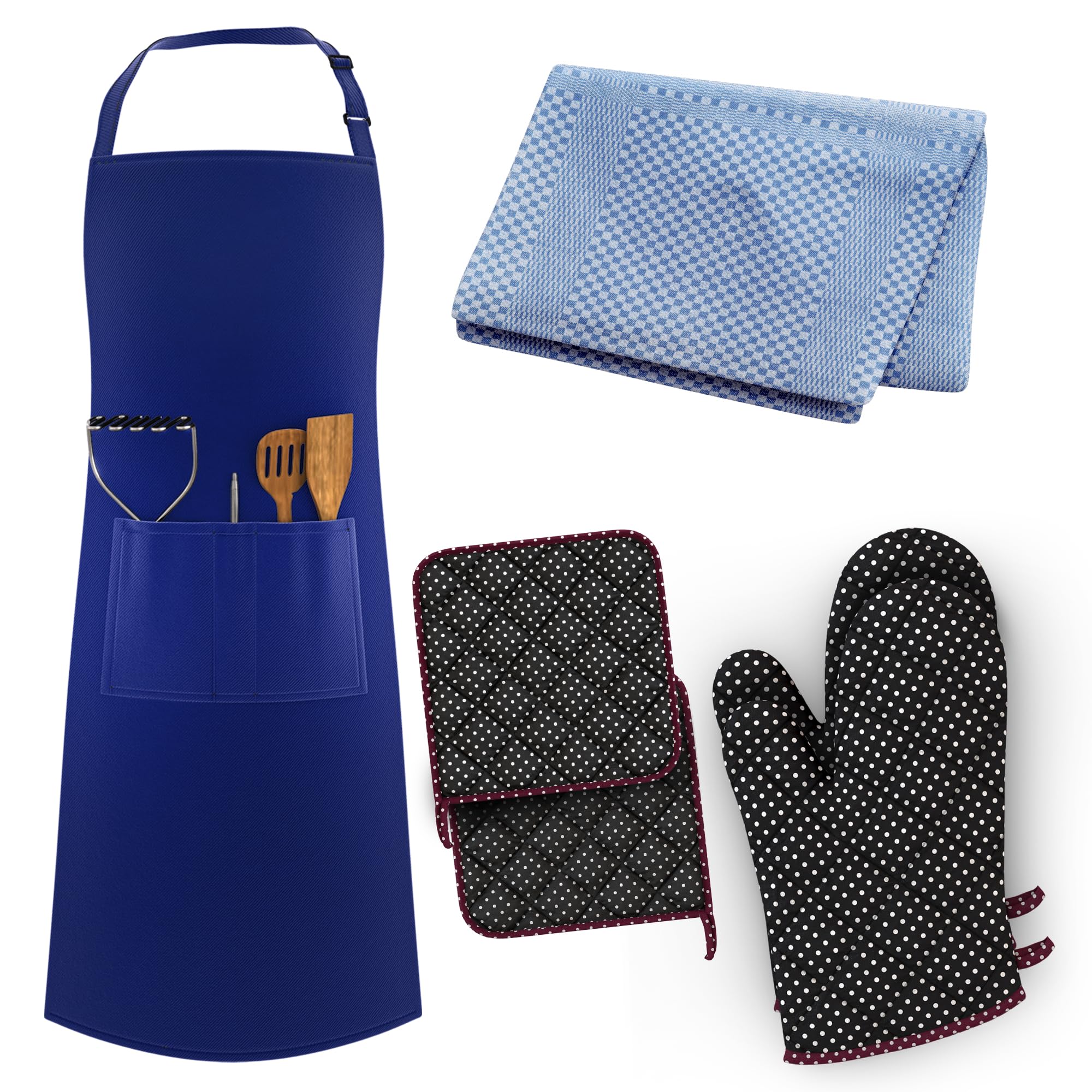 LEFUNDA® Delantal de Cocina Impermeable con 3 Bolsillos Ajustable, Delantal de Barbacoa con Correas Largas, Delantal de Cocina para Hombres y Mujeres, Cocinar, Restaurante, Café, Hornear (Negro)