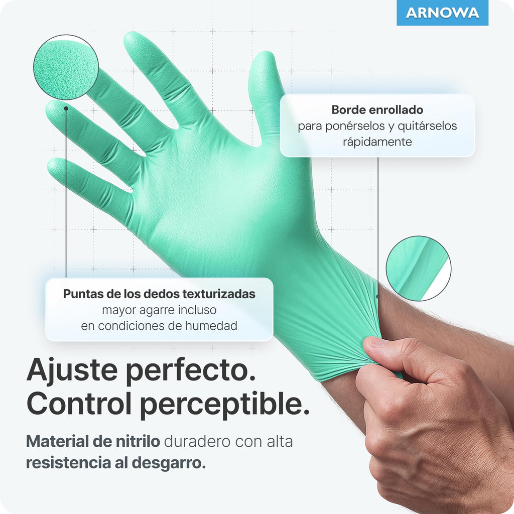 100x ARNOMED® Guantes nitrilo talla M Negro, Guantes desechables quirurgicos y laboratorio, Luvas nitrilo descartaveis sin polvo y látex, Manoplas nitrilo en XS, S, M, L, XL, XXL