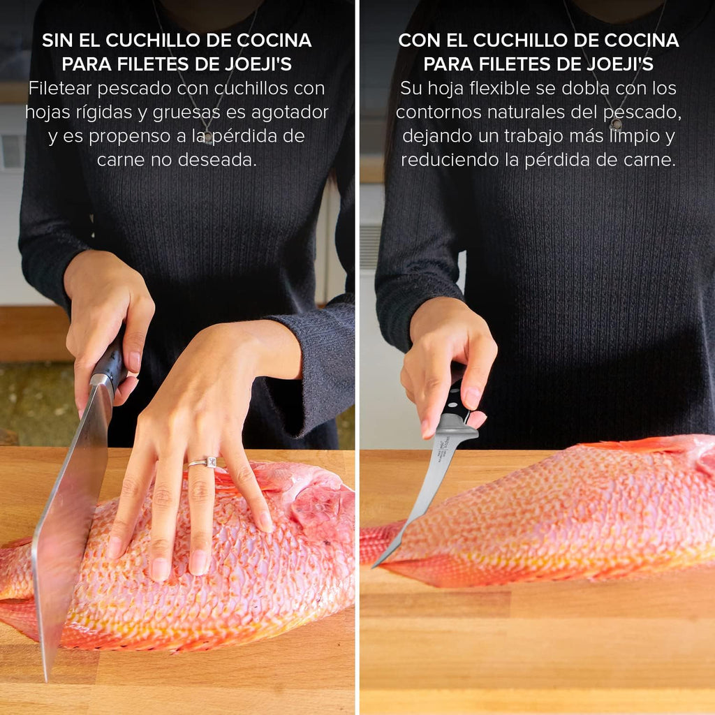 joeji's Kitchen Cuchillo Deshuesador y Filetear 32cm | Hoja Flexible Acero Inoxidable | Deshuesar, Filetear, Recortar Carne y Pescado | Mango Ergonómico y Funda