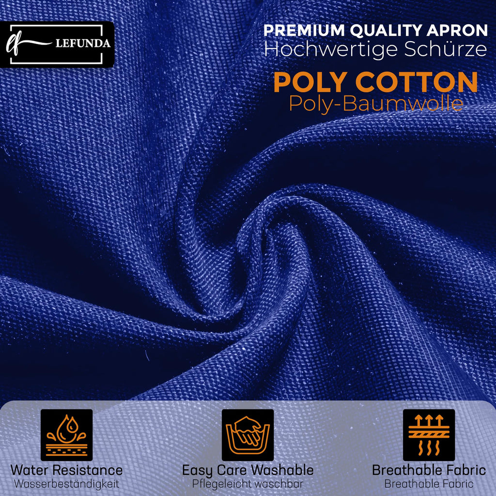 LEFUNDA® Delantal de Cocina Impermeable con 3 Bolsillos Ajustable, Delantal de Barbacoa con Correas Largas, Delantal de Cocina para Hombres y Mujeres, Cocinar, Restaurante, Café, Hornear (Negro)