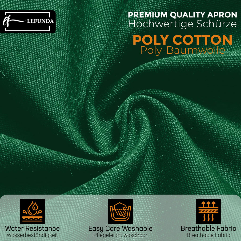 LEFUNDA® Delantal de Cocina Impermeable con 3 Bolsillos Ajustable, Delantal de Barbacoa con Correas Largas, Delantal de Cocina para Hombres y Mujeres, Cocinar, Restaurante, Café, Hornear (Negro)