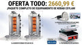 Parrilla de kebab CEYLAN GO-D4 – propano 30 mbar Artículo n.° 0100-1430 + Cuchillo eléctrico para kebab CEYLAN Devran NG5 Ø 80 mm Artículo n.° 0100-0900 + Parrilla de contacto RN-101A | acanalada por arriba y por abajo  Artículo n.° 0009-0001