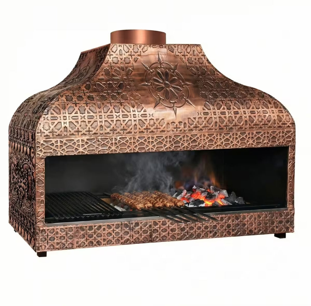 Parrilla de cobre de carbón - 1500mm - Profesional - para hostelería - 1 parrillas de hierro fundido - Parrilla: 1300x500mm - cerrado. Código de producto, OFGSKU KGA15
