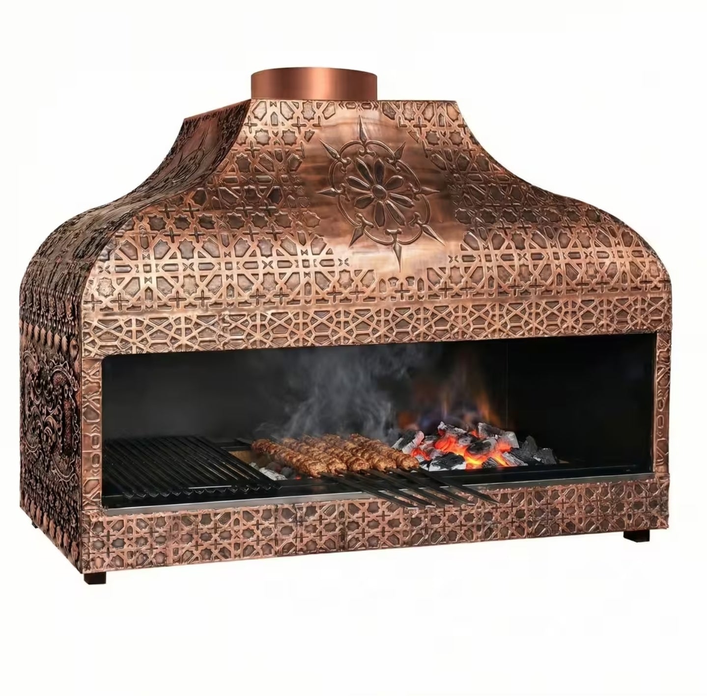 Parrilla de cobre de carbón - 1500mm - Profesional - para hostelería - 1 parrillas de hierro fundido - Parrilla: 1300x500mm - cerrado. Código de producto, OFGSKU KGA15
