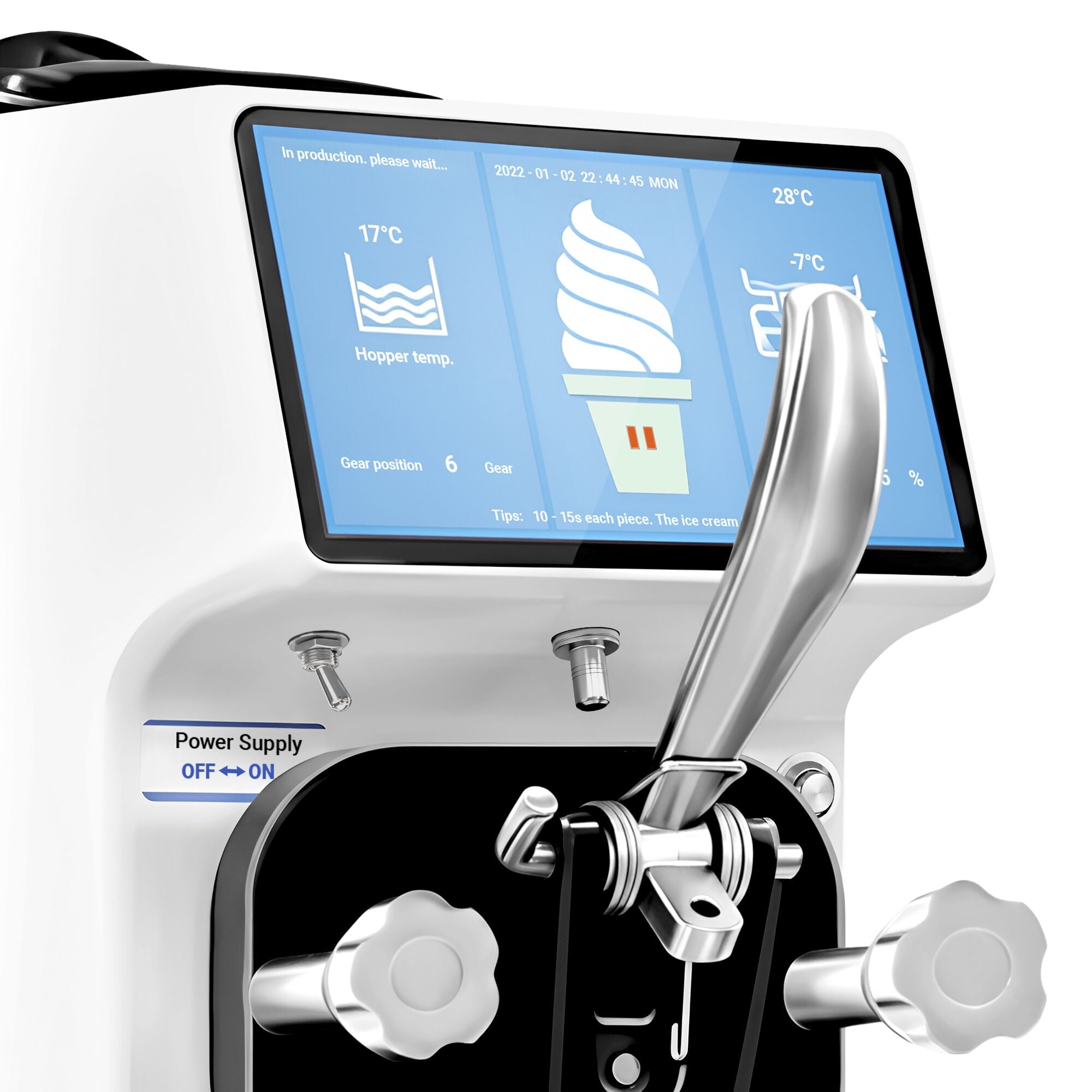 Máquina de helados soft - 16L/h - 1,15kW - Pantalla táctil - 1 sabor - con bomba de aire - con preenfriamiento - Sobremesa
Código de producto, SKU SEMG16K
