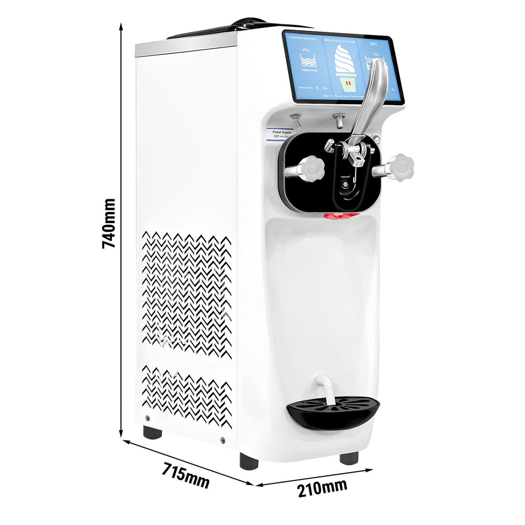 Máquina de helados soft - 16L/h - 1,15kW - Pantalla táctil - 1 sabor - con bomba de aire - con preenfriamiento - Sobremesa
Código de producto, SKU SEMG16K