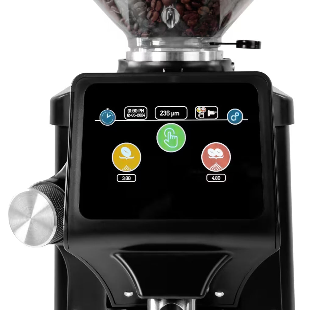 Molinillo de café PROFESIONAL ESPRESSO - Tolva 1,2kg - muelas planas Ø 65mm - detección automática del portafiltro con 2 salidas - Con dosificación automática - Negro
Código de producto, SKU KMSQ65