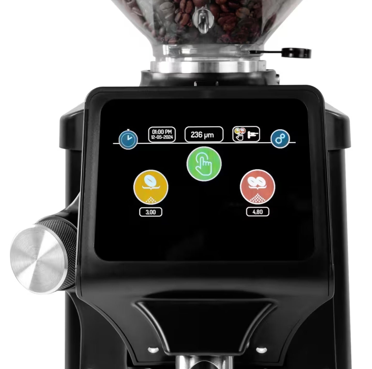Molinillo de café PROFESIONAL ESPRESSO - Tolva 1,2kg - muelas planas Ø 65mm - detección automática del portafiltro con 2 salidas - Con dosificación automática - Negro
Código de producto, SKU KMSQ65