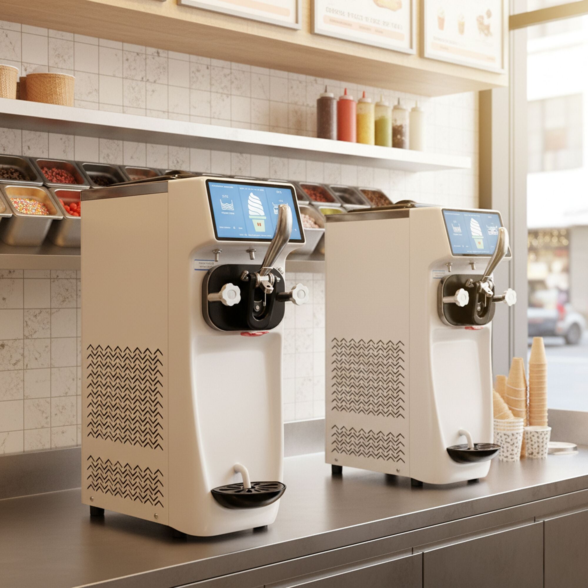 Máquina de helados soft - 16L/h - 1,15kW - Pantalla táctil - 1 sabor - con bomba de aire - con preenfriamiento - Sobremesa
Código de producto, SKU SEMG16K