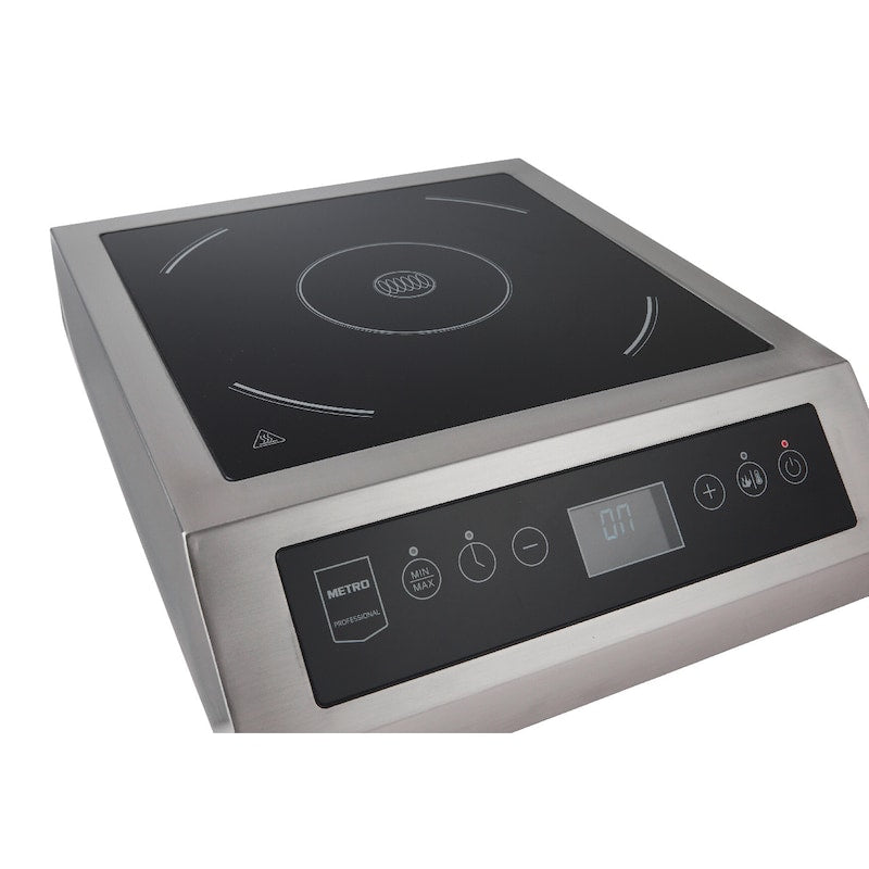 METRO Professional Placa de inducción GIC3135, acero inoxidable / vitrocerámica, 34 x 44 x 12 cm, 3500 W, filtro de grasa, plata AAA0000704922