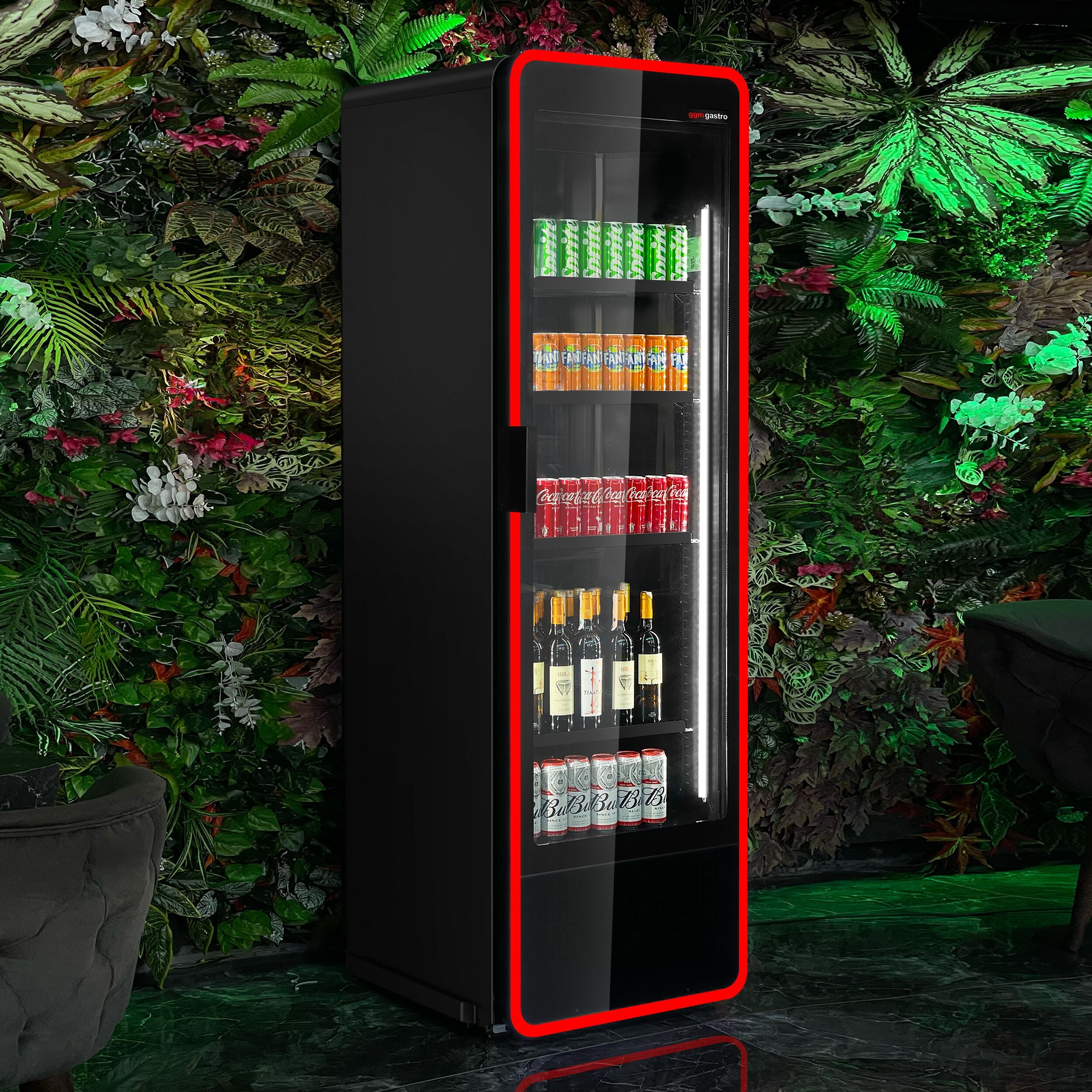 Nevera expositora de bebidas - 670mm - 550 litros - 1 puerta de cristal - con iluminación LED - display digital de temperatura
Código de producto, SKU GKE550LED