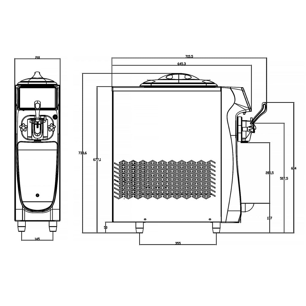 Máquina de helados soft - 16L/h - 1,15kW - Pantalla táctil - 1 sabor - con bomba de aire - con preenfriamiento - Sobremesa
Código de producto, SKU SEMG16K