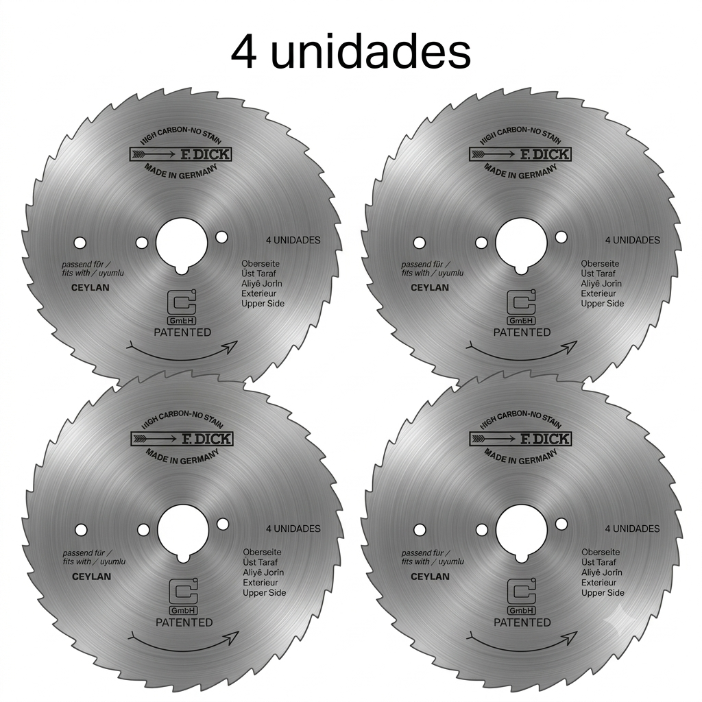 4 Hoja circular DICK Ø 80 mm - dentada (Dick50908133W) Precaución: Herramienta de precisión muy afilada; realice el montaje únicamente cuando el dispositivo esté desenchufado. Artículo n.° 0010-1081