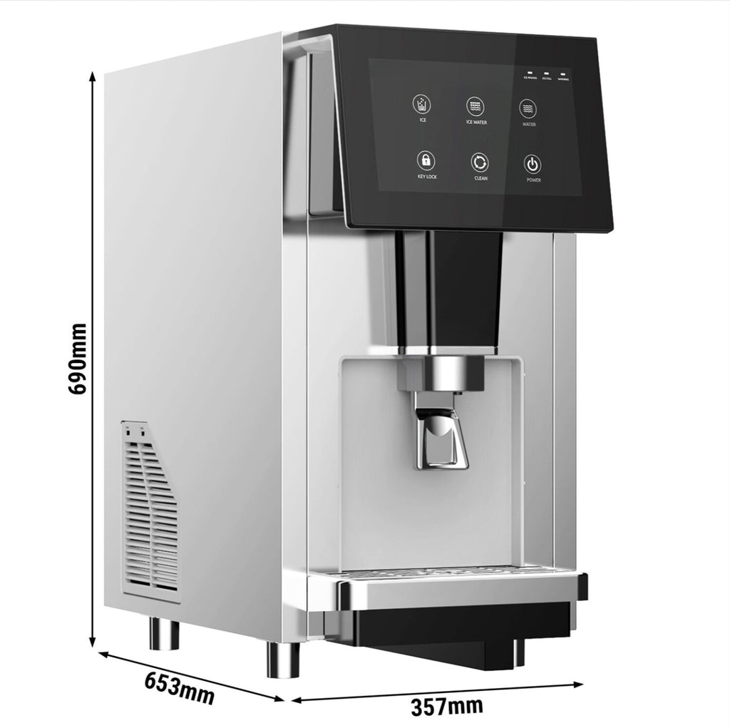 Dispensador de hielo y agua con máquina de hielo integrada - 60 kg/24 h - Pantalla táctil. EWSB70
Depósito integrado: 3 kg