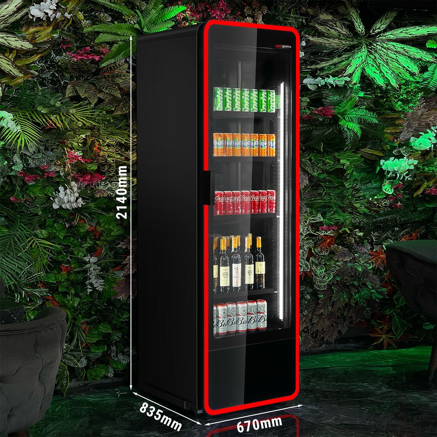 Nevera expositora de bebidas - 670mm - 550 litros - 1 puerta de cristal - con iluminación LED - display digital de temperatura
Código de producto, SKU GKE550LED
