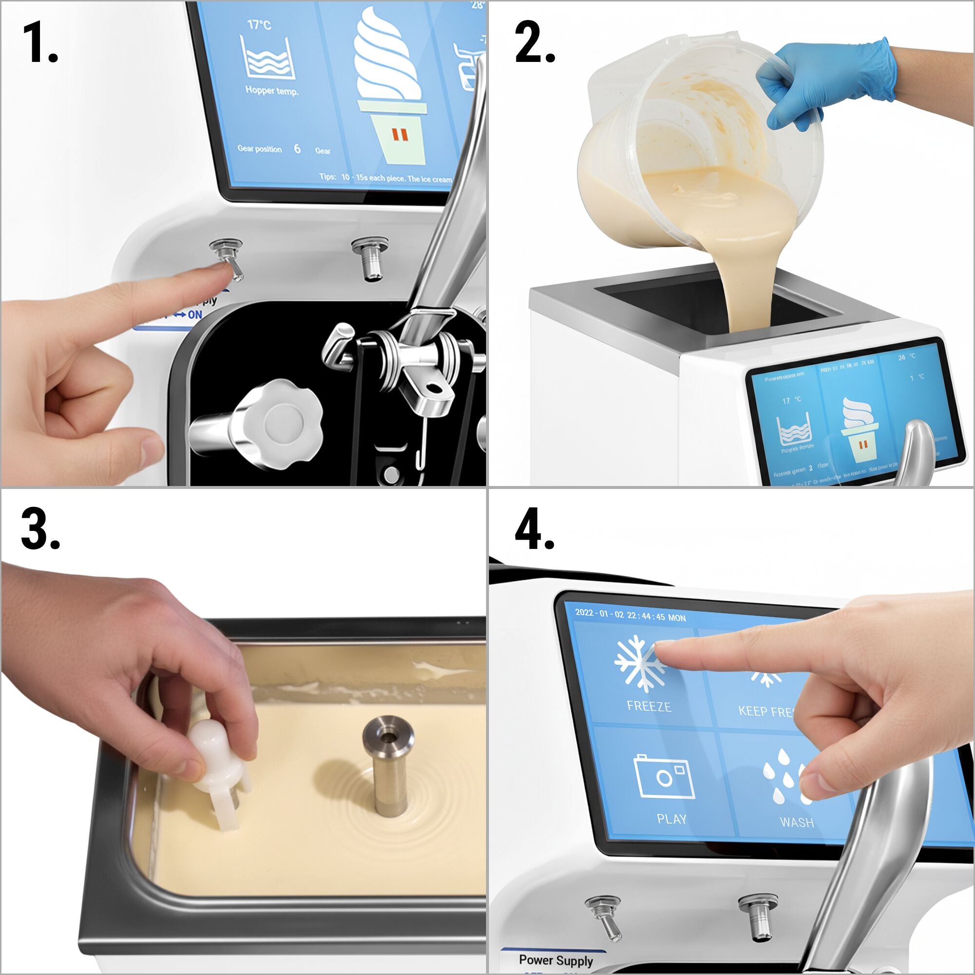 Máquina de helados soft - 16L/h - 1,15kW - Pantalla táctil - 1 sabor - con bomba de aire - con preenfriamiento - Sobremesa
Código de producto, SKU SEMG16K
