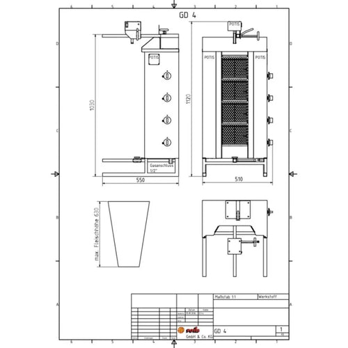 Asador de kebab Potis GD4/S