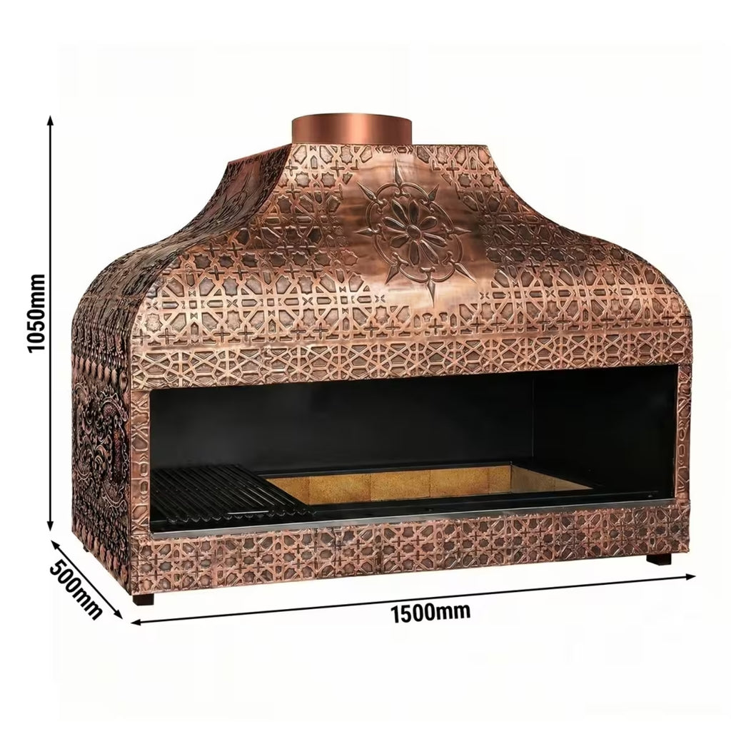 Parrilla de cobre de carbón - 1500mm - Profesional - para hostelería - 1 parrillas de hierro fundido - Parrilla: 1300x500mm - cerrado. Código de producto, OFGSKU KGA15